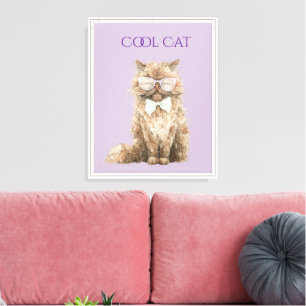 Impressão Em Tela Óculos Gato Legal Roxo Marrom Menta  