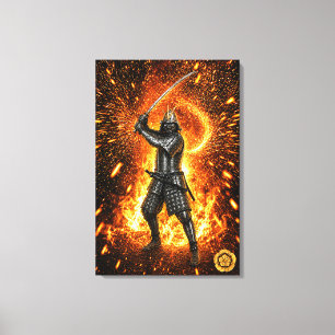 Impressão Em Tela Oda Nobunaga Armadura de Samurai Fogo 20x30