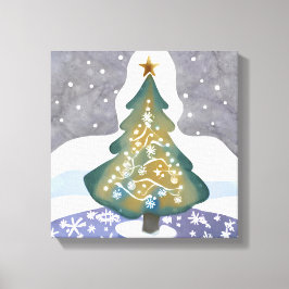 Impressão Em Tela Oh Árvore de Natal | Pintura de Inverno em Aquarel