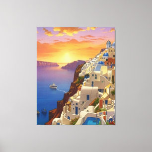 Impressão Em Tela Oia, Santorini, Arte Grécia