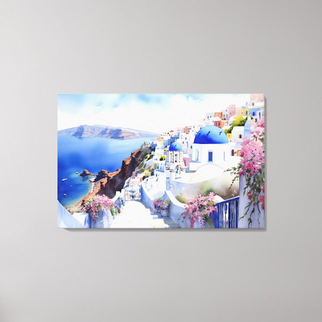 Impressão Em Tela Oia, Santorini - Impressão de tela estendida (Frente)