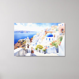 Impressão Em Tela Oia, Santorini - Impressão de tela estendida