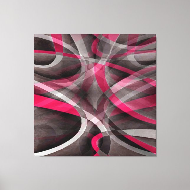 Impressão Em Tela Oito Rosas Rosa e Cinza Funky Pattern (Frente)