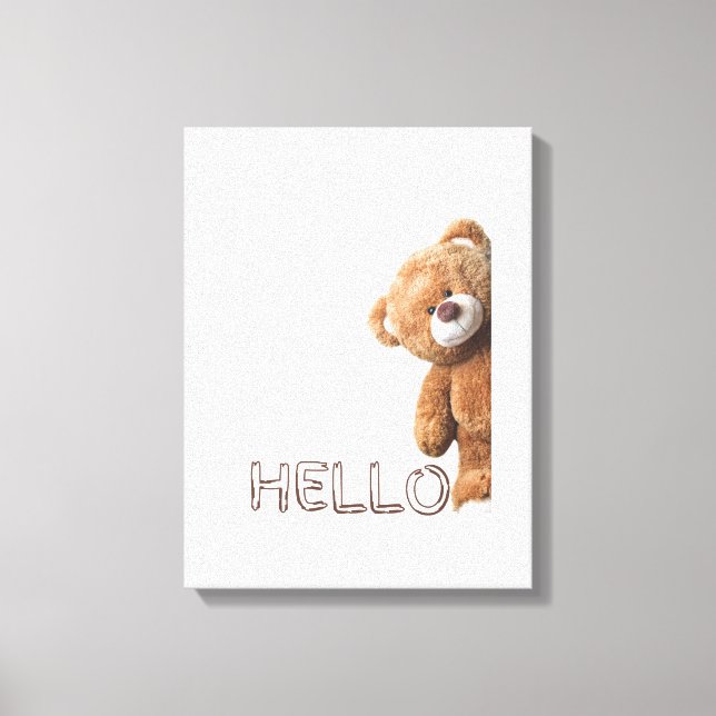 Impressão Em Tela Olá, Cute Brown Teddy Bear (Frente)