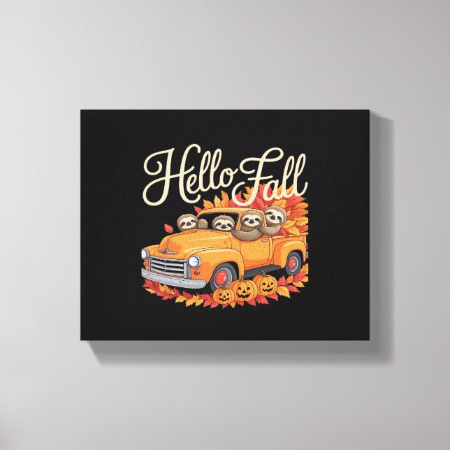 Impressão Em Tela Olá Fall Engraçado Sloth Halloween Bomkin Clássico (Frente)