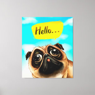 Impressão Em Tela Olá, Pug Gift Idea, Dono do Pug, Presente do Dog L