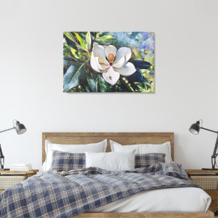 Impressão Em Tela Óleo de Flor de Magnólia Pintura da Harmonia da Na