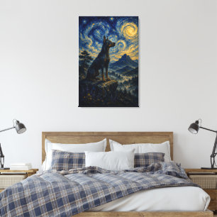 Impressão Em Tela Óleo sobre tela Doberman Starry Night – Gua Celest