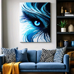 Impressão Em Tela Olhar Azul Místico: A Arte que Hipnotiza