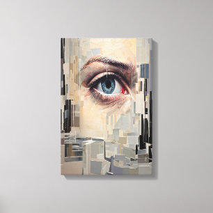 Impressão Em Tela Olho Abstrato – Arte de Visão Geométrica Surrealis