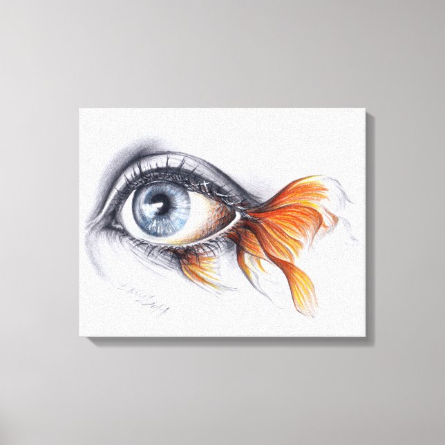 Impressão Em Tela Olho com rabo de peixe Arte surreal (Frente)