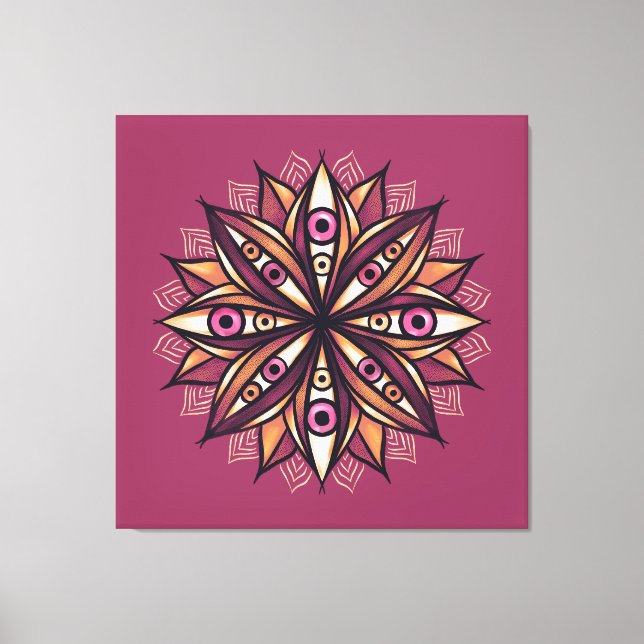 Impressão Em Tela Olhos assustadores Flores Psicodélicas Arte Trippy (Frente)