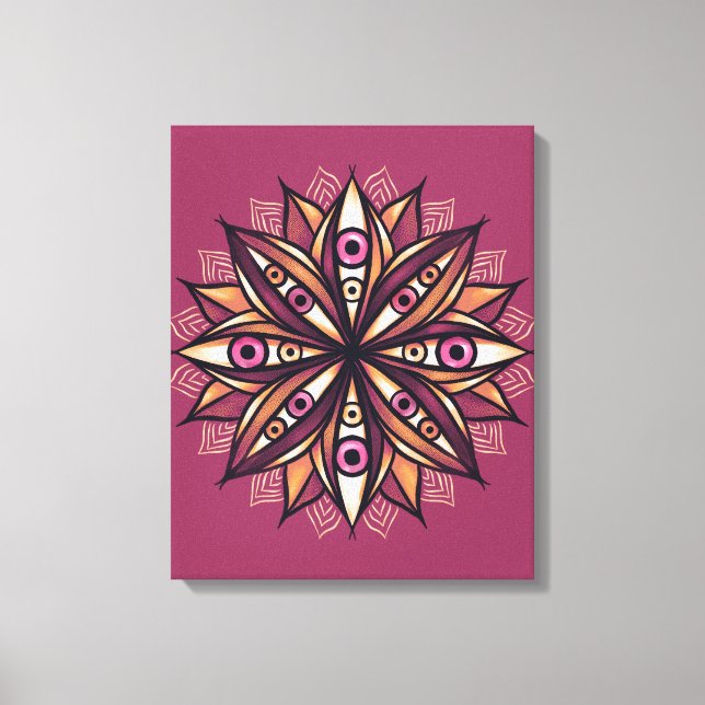 Impressão Em Tela Olhos assustadores Flores Psicodélicas Arte Trippy (Frente)