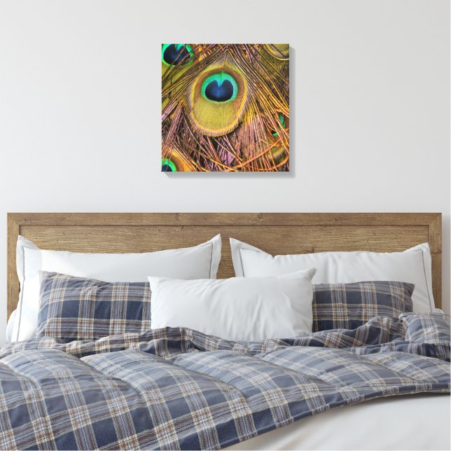 Impressão em Tela Olhos de Pena de Pavão (Insitu(Quarto))