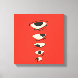 Impressão Em Tela Olhos Mínimos Surrealistas – Ilustração Vermelha A
