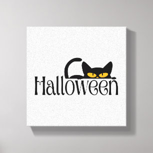 Impressão Em Tela Olhos Misteriosos de Gato no Halloween