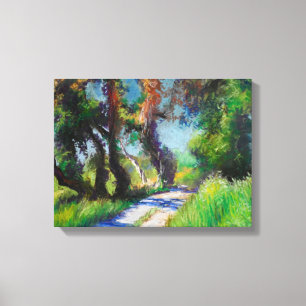 Impressão Em Tela Oliveiral Iluminada pelo Sol Paisagem Pastel