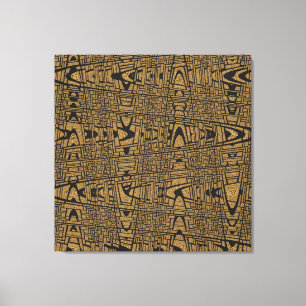 Impressão Em Tela Onda Abstrato Geométrica Negra-Preta-Leopardo Mod