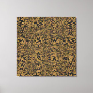 Impressão Em Tela Onda Abstrato Geométrica Negra-Preta-Leopardo Mode