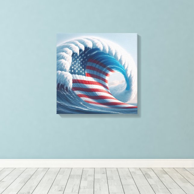 Impressão Em Tela Onda Americana para o Oceano Bandeira (Insitu(piso de madeira))