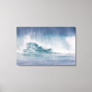 Impressão Em Tela Onda azul quebrando, Maui, Havaí, EUA