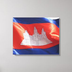 Impressão Em Tela onda de bandeira cambojana