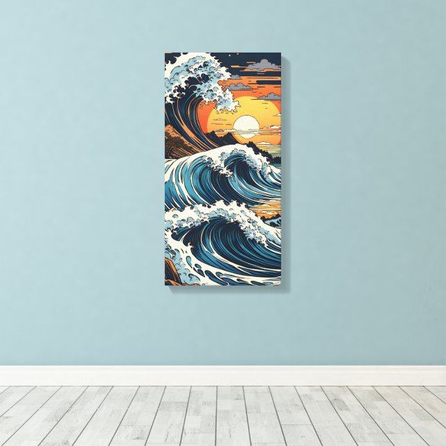 Impressão Em Tela Onda Hokusai Japonês (Insitu(piso de madeira))
