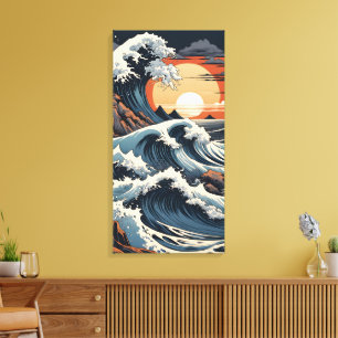 Impressão Em Tela Onda Hokusai Japonesa