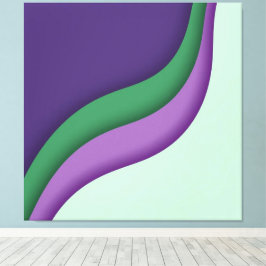 Impressão Em Tela Onda Moderna Roxo Verde 