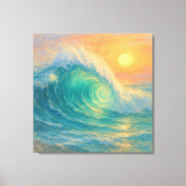 Impressão Em Tela Onda Turquesa - Arte em Estilo de Pintura Pastel