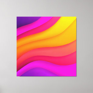 Impressão Em Tela Ondas Arco-íris Magenta