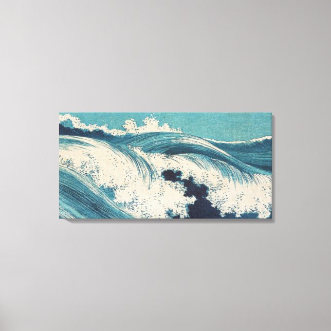 Impressão Em Tela Ondas Azuis do Oceano Japonês Antigo (Frente)