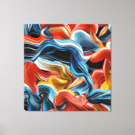 Impressão Em Tela Ondas Coloridas Streams Blue Orange Wall Art