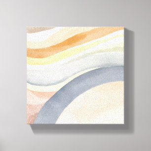 Impressão Em Tela Ondas Contemporâneas Aquarela Moderna Neutra