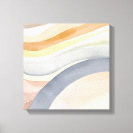 Impressão Em Tela Ondas Contemporâneas | Aquarela Moderna Neutra