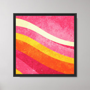 Impressão Em Tela Ondas Cor-de-Rosa Retro – Fundo Ondulado Vintage