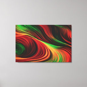 Impressão Em Tela Ondas De abstrato Em Uma Curva Vermelha E Verde
