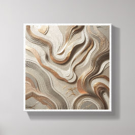 Impressão Em Tela Ondas de Mármore Luxuosas em 3D - Elegante Ouro e