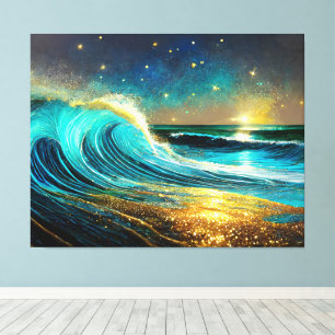 Impressão Em Tela Ondas Divergentes do Oceano Glittering