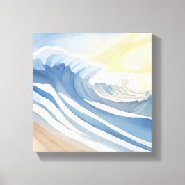Impressão Em Tela Ondas do Oceano | Aquarela Azul
