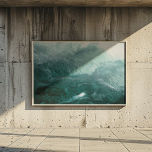 Impressão Em Tela Ondas do Oceano Azuis escuros e claros Bolhas deli