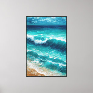Impressão Em Tela Ondas do Oceano na Costa Arenosa Arte Abstrata par