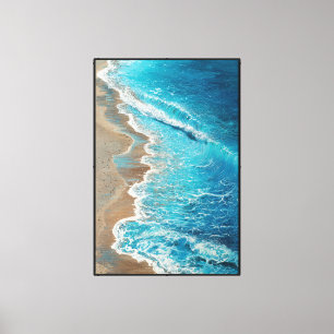 Impressão Em Tela Ondas do Oceano na Praia Arenosa Arte de Parede Ab