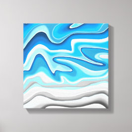 Impressão Em Tela Ondas do Oceano | Pintura Abstrata Azul
