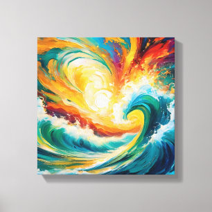 Impressão Em Tela Ondas Energizadas: Oceano Abstrato