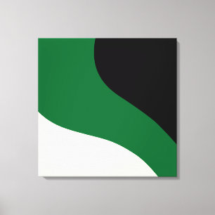 Impressão Em Tela Ondas Simples - Verde, Creme e Preto