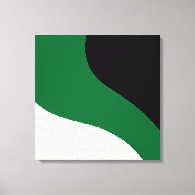 Impressão Em Tela Ondas Simples - Verde, Creme e Preto (Frente)