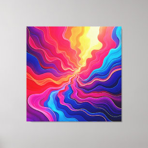 Impressão Em Tela Ondas Vívidas: Arte de Fluxo de Energia Neon Abstr