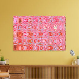 Impressão Em Tela Ondas Ziguezague Retro Legais Abstratas em Vermelh