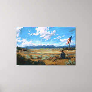 Impressão Em Tela Onde a Bandeira Ainda Tremula